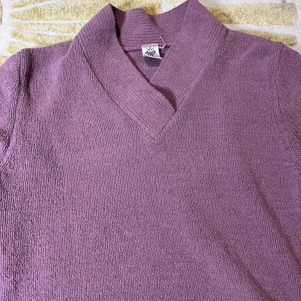 prAna Womens M Purple V-Neck Sweater Long Sleeve Knit Pullover Casual Outdoor - Picture 6 of 8